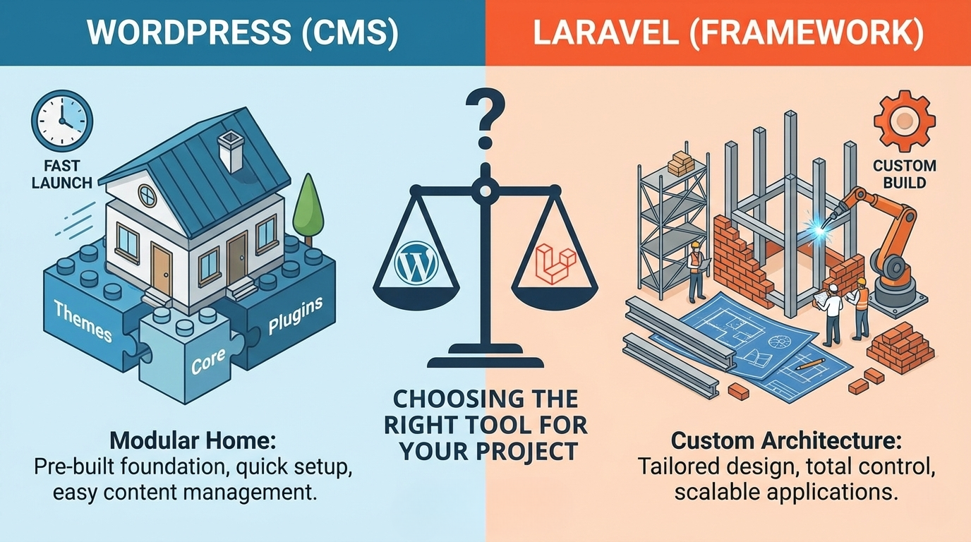 Laravel vs WordPress, choosing the right tool